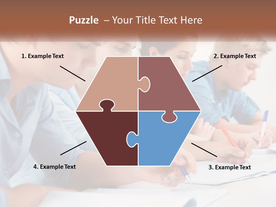 A Group Of People Sitting At A Table Writing PowerPoint Template