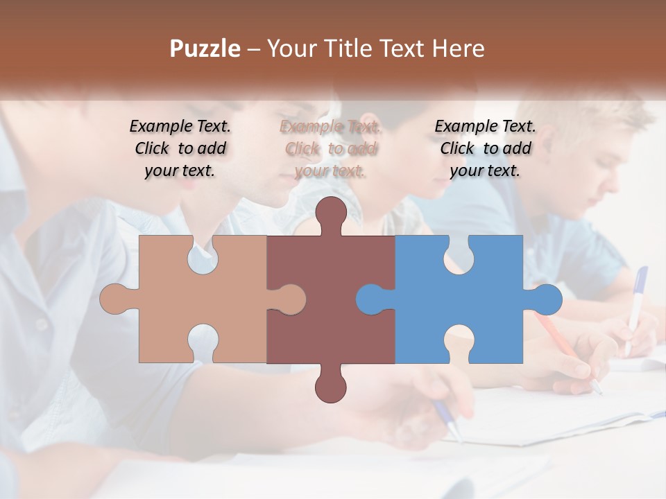 A Group Of People Sitting At A Table Writing PowerPoint Template