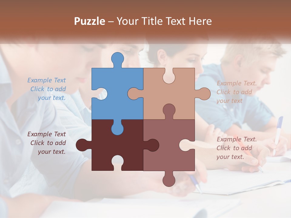 A Group Of People Sitting At A Table Writing PowerPoint Template