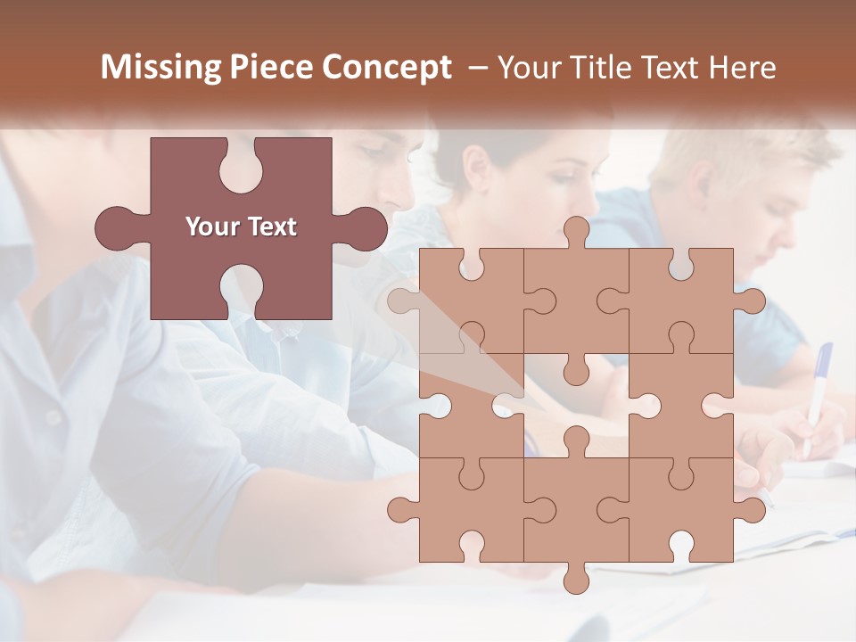 A Group Of People Sitting At A Table Writing PowerPoint Template