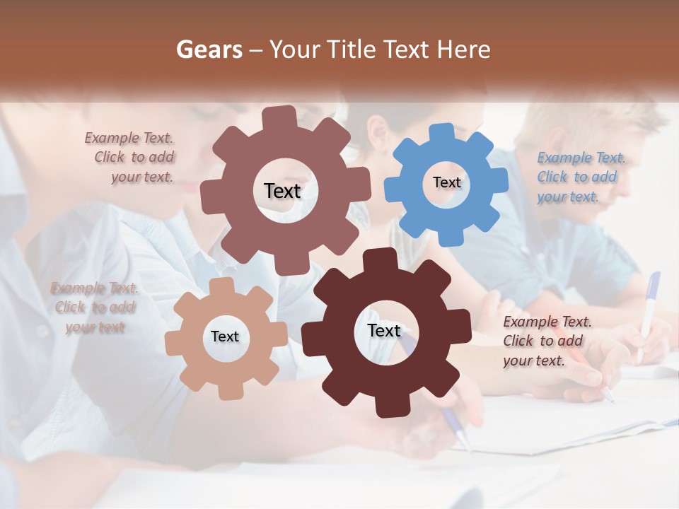 A Group Of People Sitting At A Table Writing PowerPoint Template