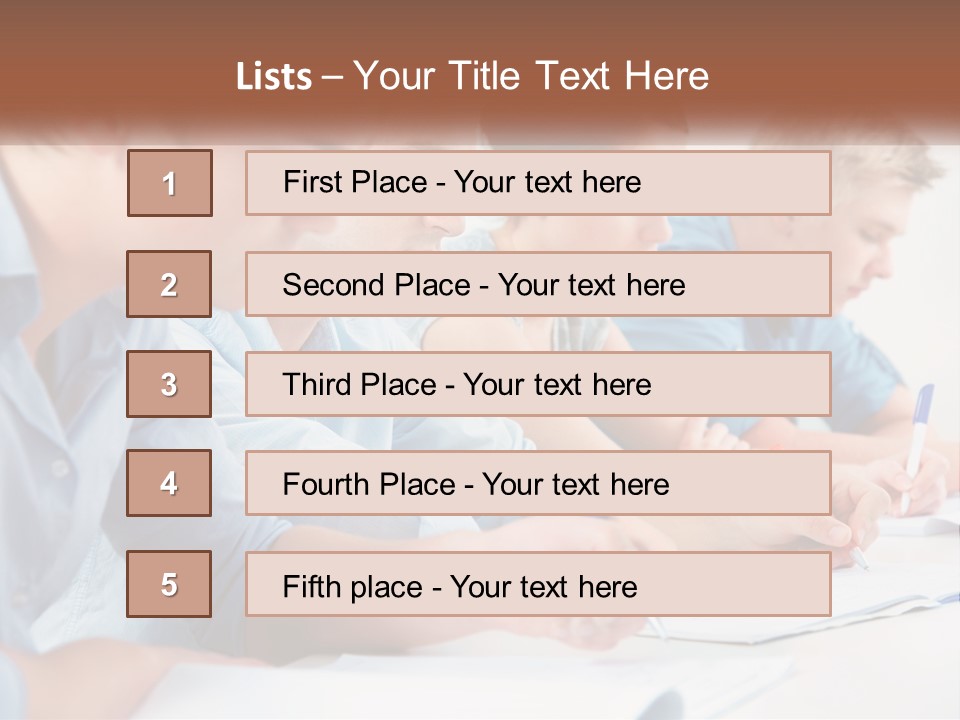 A Group Of People Sitting At A Table Writing PowerPoint Template