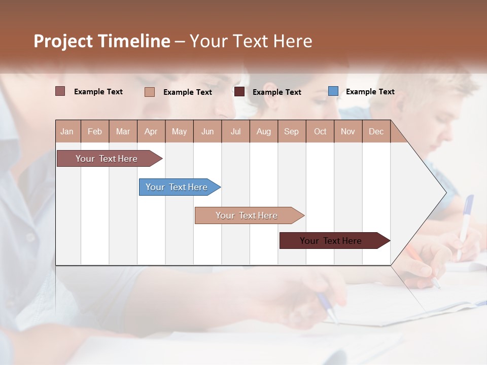 A Group Of People Sitting At A Table Writing PowerPoint Template