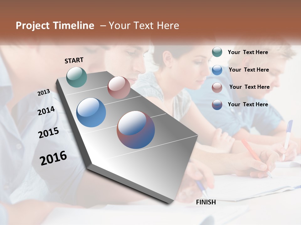 A Group Of People Sitting At A Table Writing PowerPoint Template