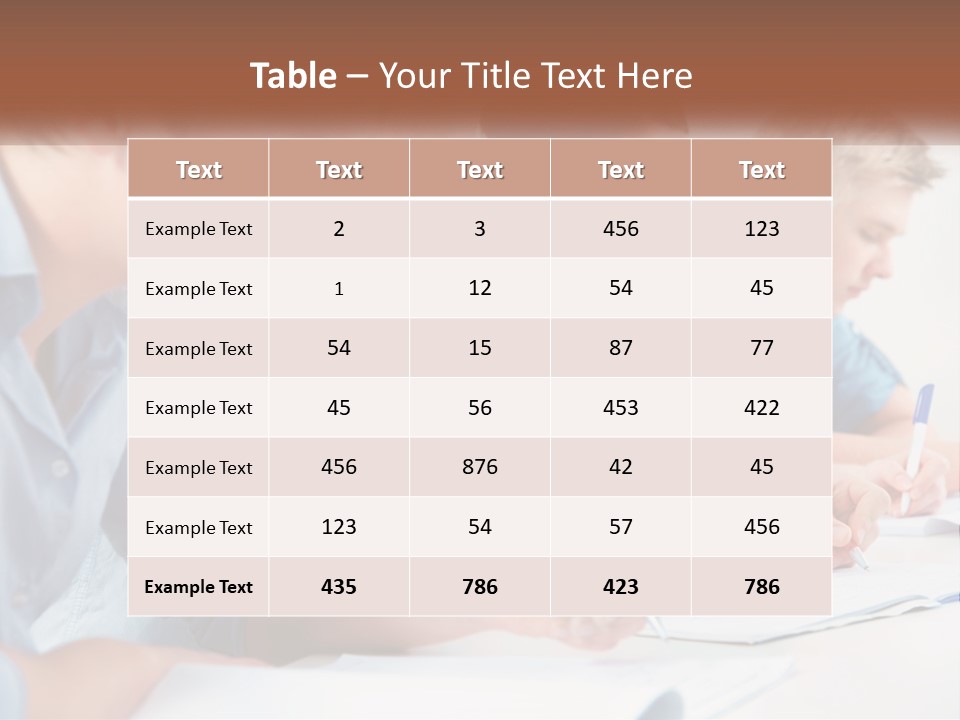 A Group Of People Sitting At A Table Writing PowerPoint Template