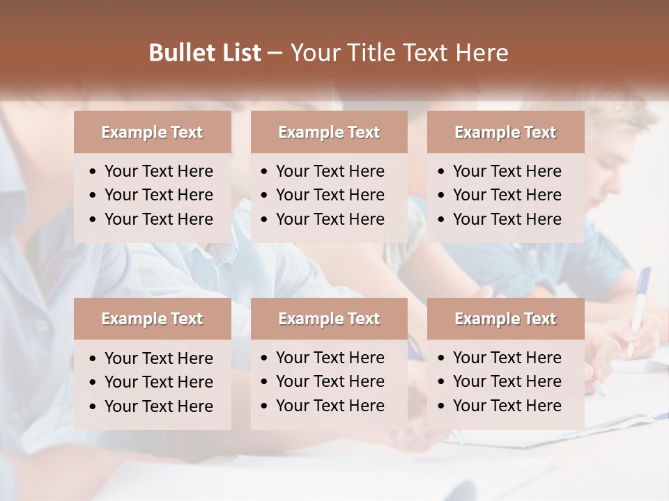 A Group Of People Sitting At A Table Writing PowerPoint Template