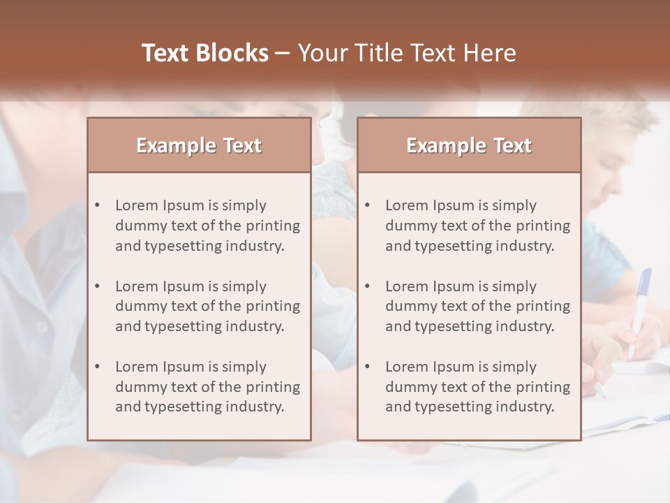 A Group Of People Sitting At A Table Writing PowerPoint Template