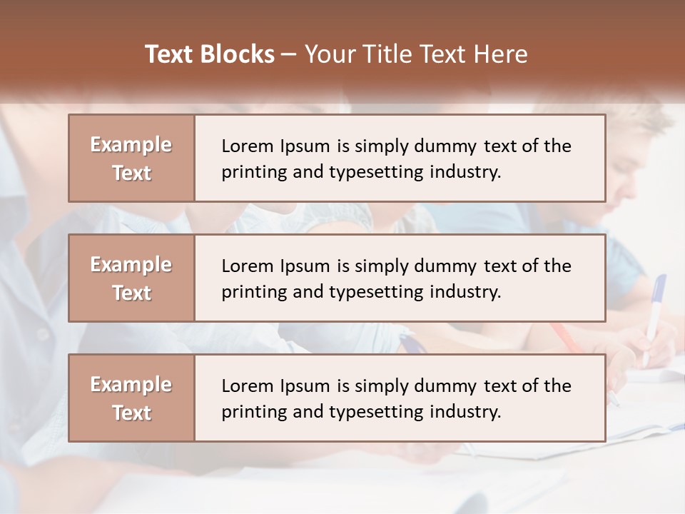 A Group Of People Sitting At A Table Writing PowerPoint Template