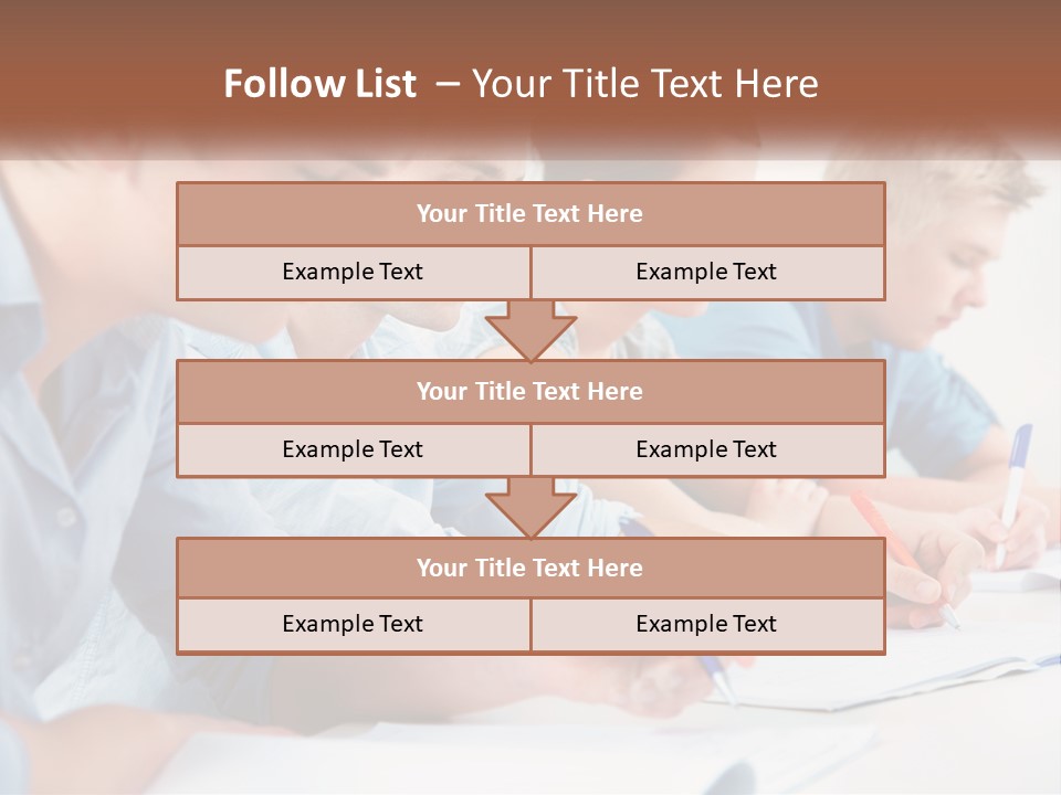 A Group Of People Sitting At A Table Writing PowerPoint Template