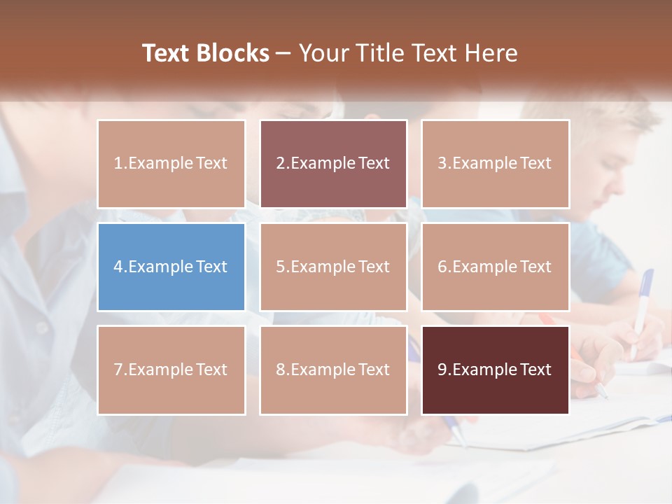 A Group Of People Sitting At A Table Writing PowerPoint Template