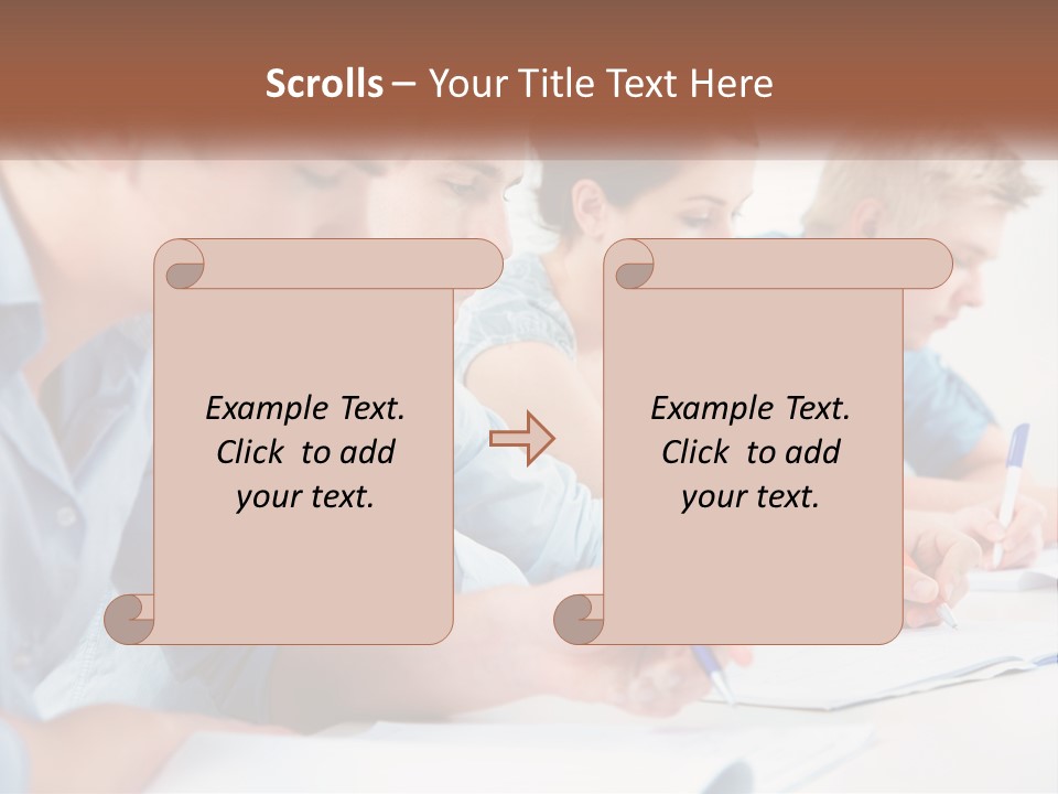 A Group Of People Sitting At A Table Writing PowerPoint Template