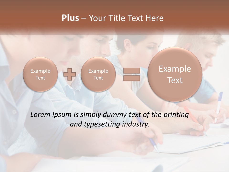 A Group Of People Sitting At A Table Writing PowerPoint Template
