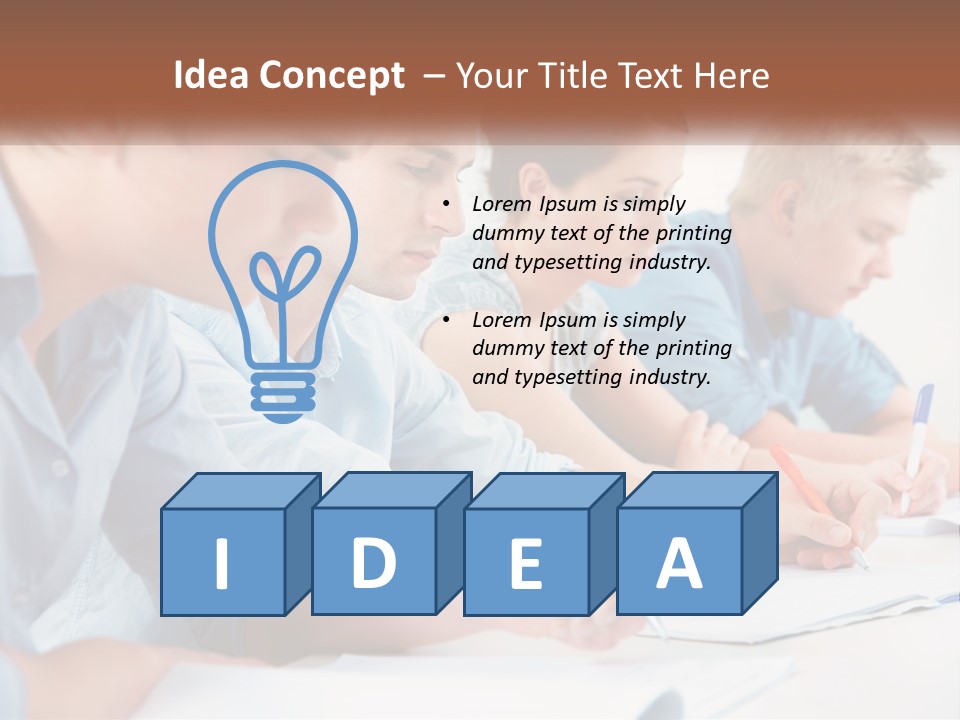 A Group Of People Sitting At A Table Writing PowerPoint Template