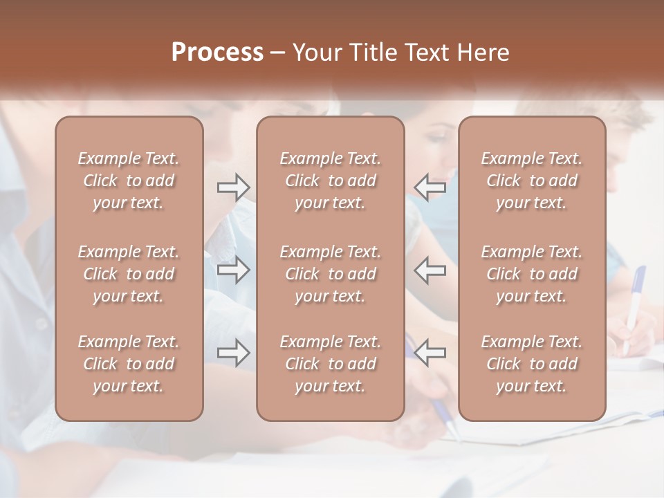 A Group Of People Sitting At A Table Writing PowerPoint Template
