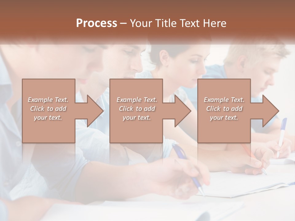 A Group Of People Sitting At A Table Writing PowerPoint Template