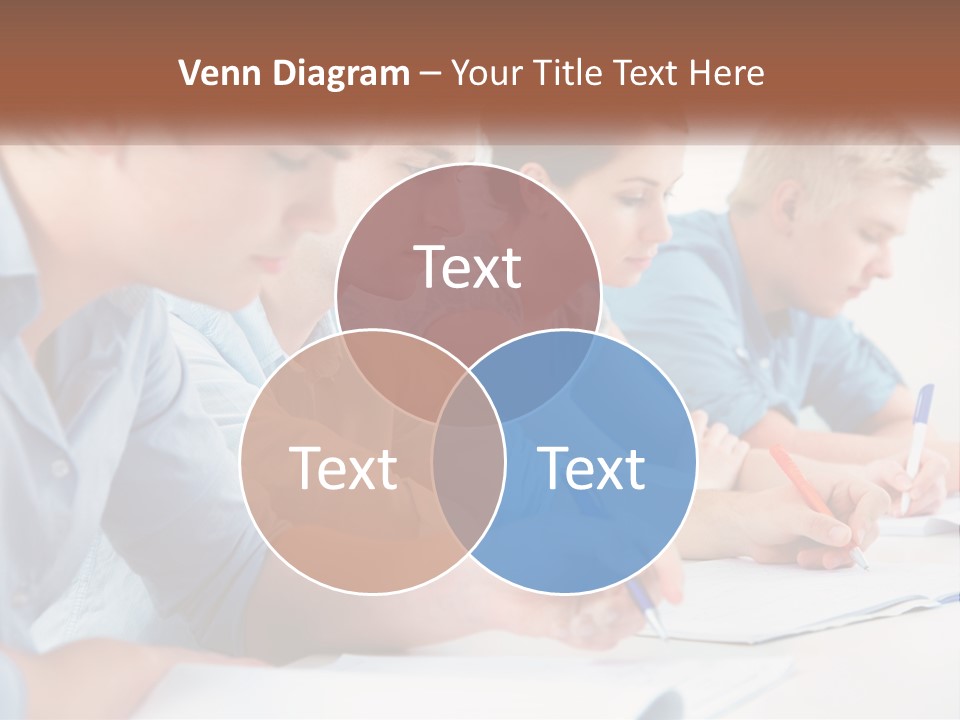 A Group Of People Sitting At A Table Writing PowerPoint Template