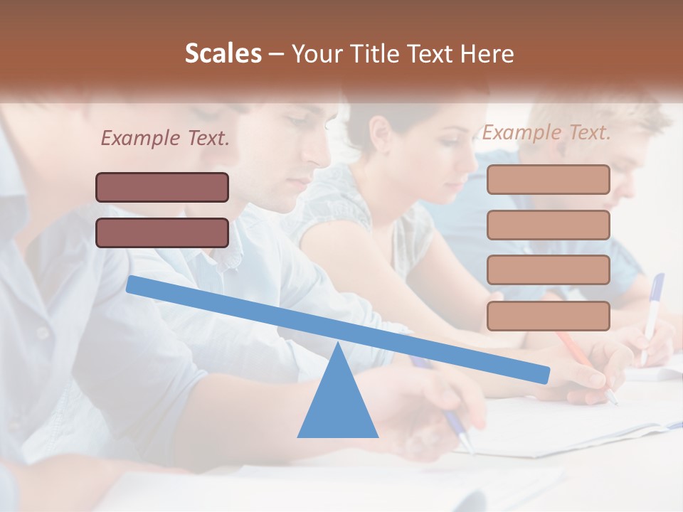 A Group Of People Sitting At A Table Writing PowerPoint Template