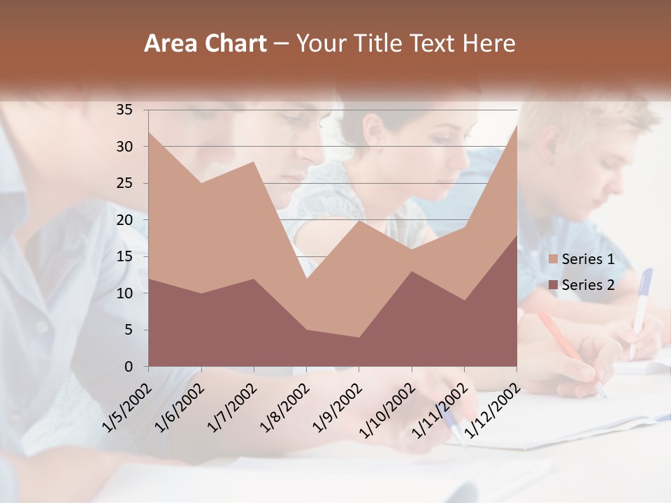 A Group Of People Sitting At A Table Writing PowerPoint Template