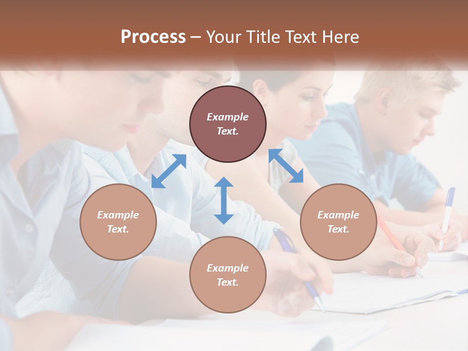 A Group Of People Sitting At A Table Writing PowerPoint Template