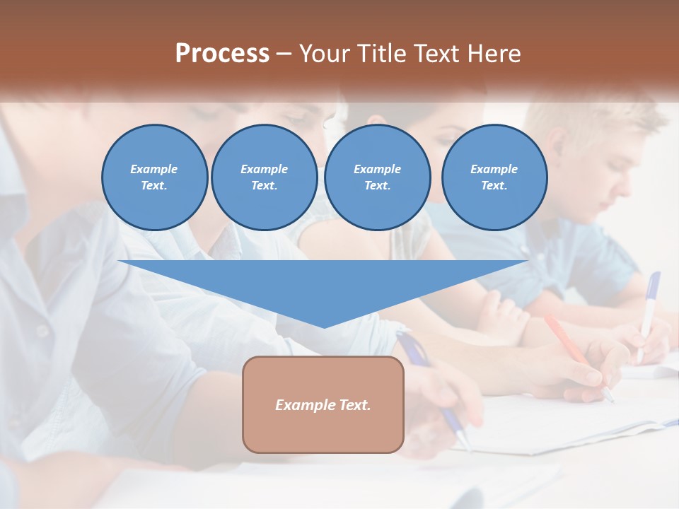 A Group Of People Sitting At A Table Writing PowerPoint Template