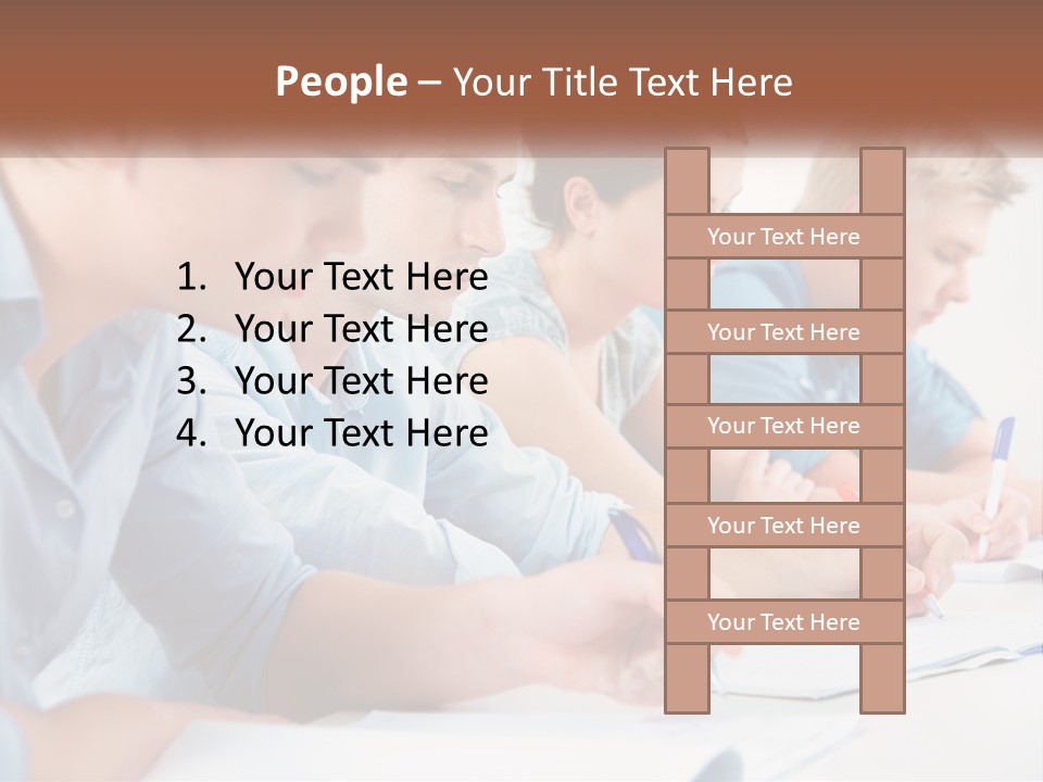 A Group Of People Sitting At A Table Writing PowerPoint Template