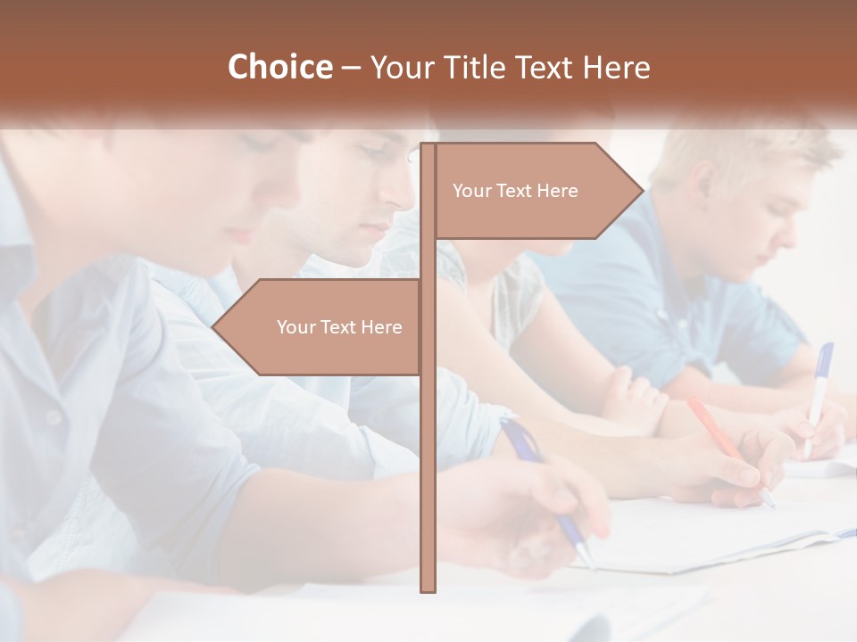 A Group Of People Sitting At A Table Writing PowerPoint Template