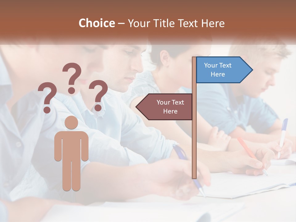 A Group Of People Sitting At A Table Writing PowerPoint Template