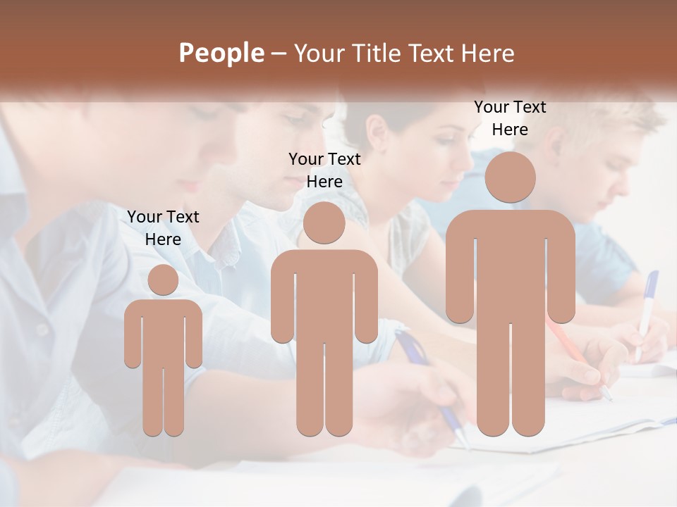 A Group Of People Sitting At A Table Writing PowerPoint Template