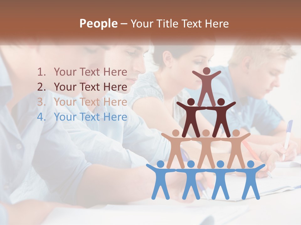 A Group Of People Sitting At A Table Writing PowerPoint Template
