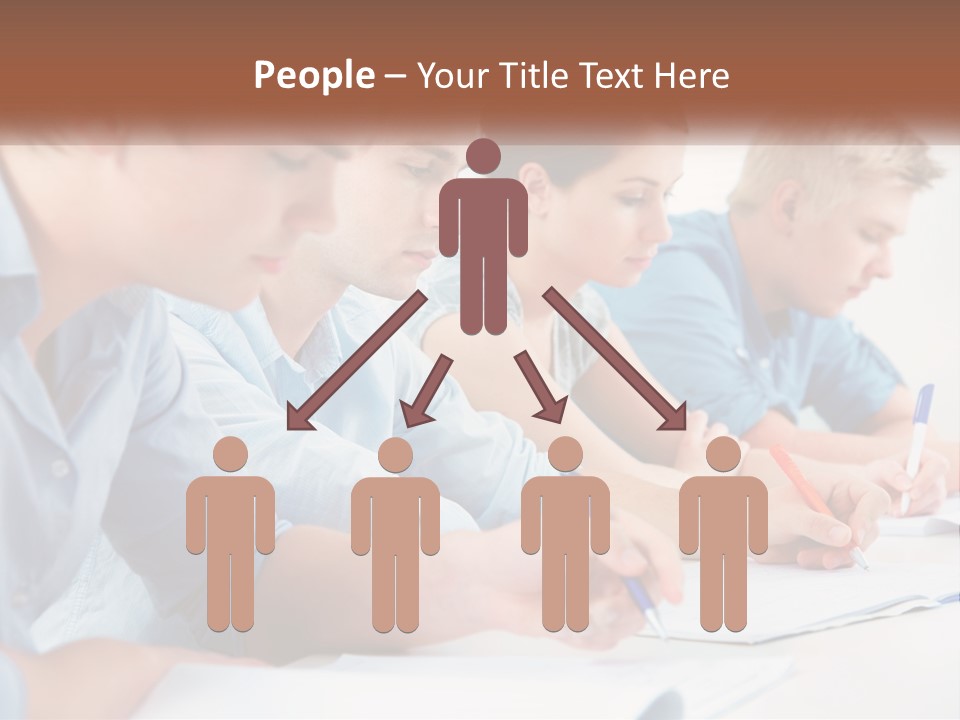 A Group Of People Sitting At A Table Writing PowerPoint Template