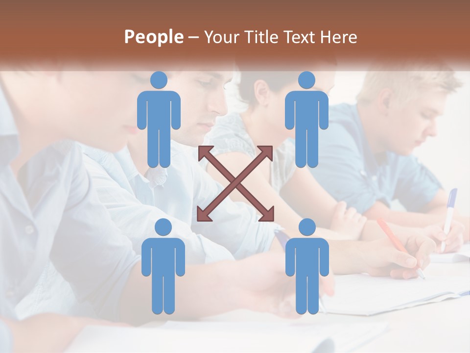 A Group Of People Sitting At A Table Writing PowerPoint Template
