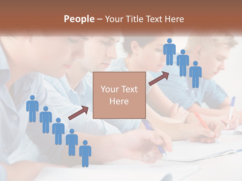A Group Of People Sitting At A Table Writing PowerPoint Template