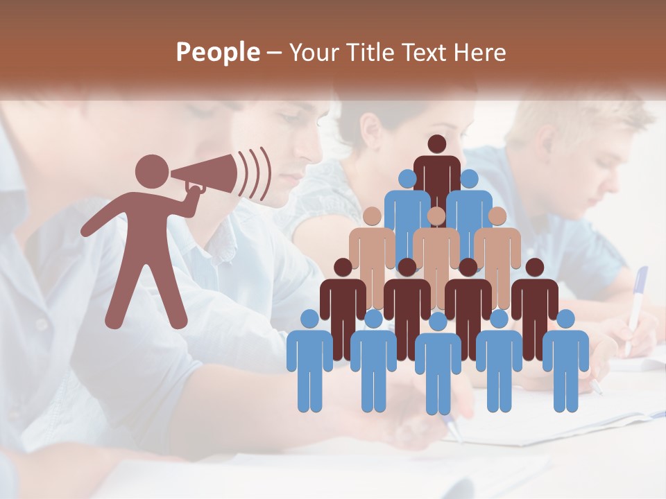 A Group Of People Sitting At A Table Writing PowerPoint Template