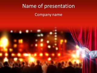 A Man Is Opening A Curtain With His Hands PowerPoint Template