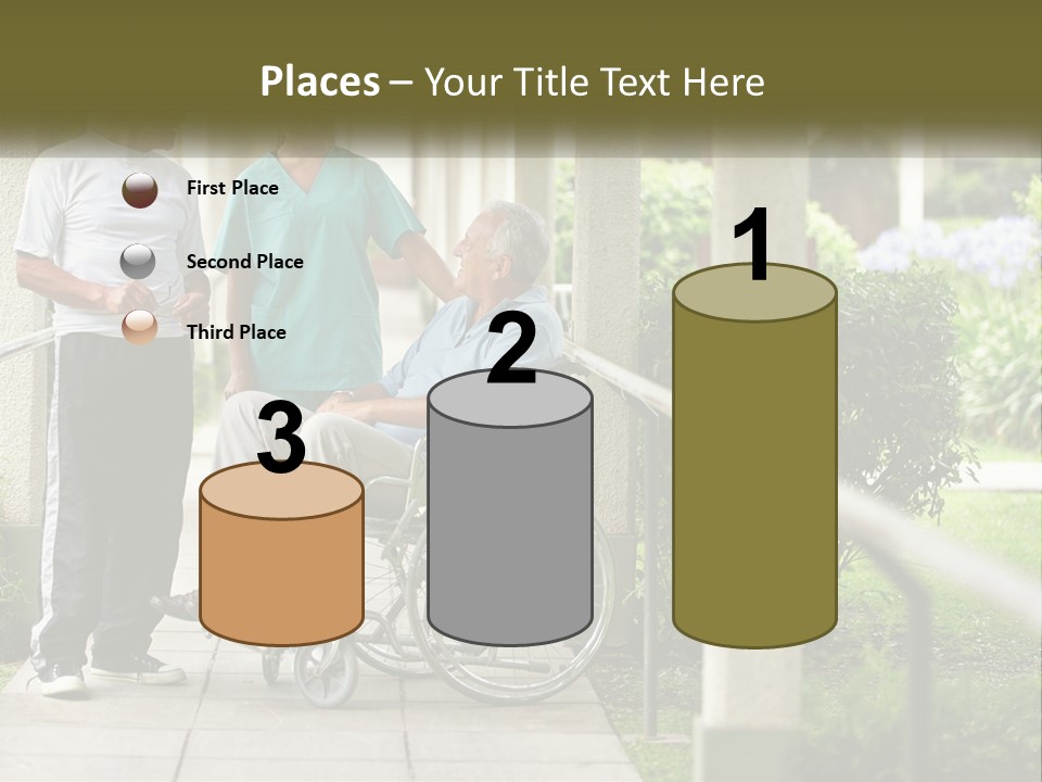 A Woman In A Wheelchair Talking To A Man In A Green Shirt PowerPoint Template