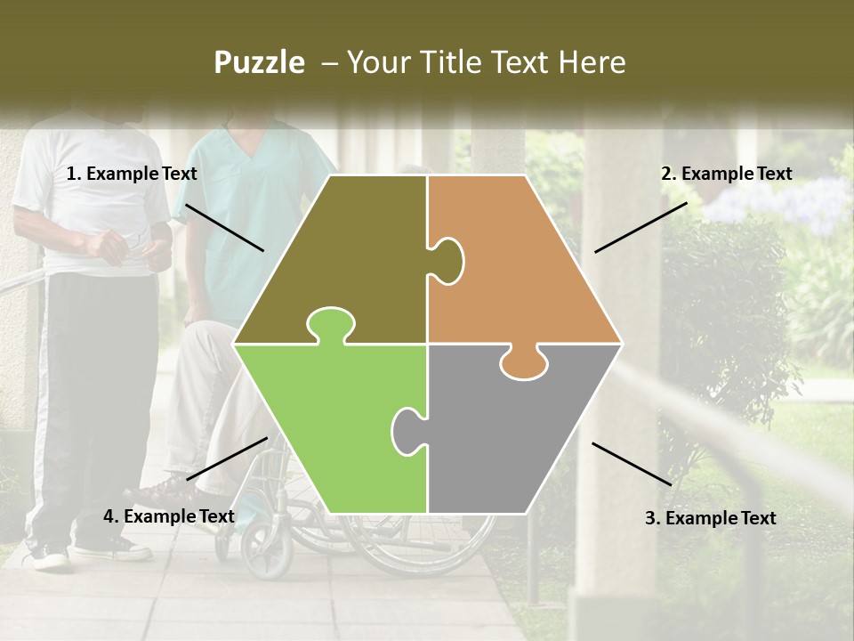 A Woman In A Wheelchair Talking To A Man In A Green Shirt PowerPoint Template