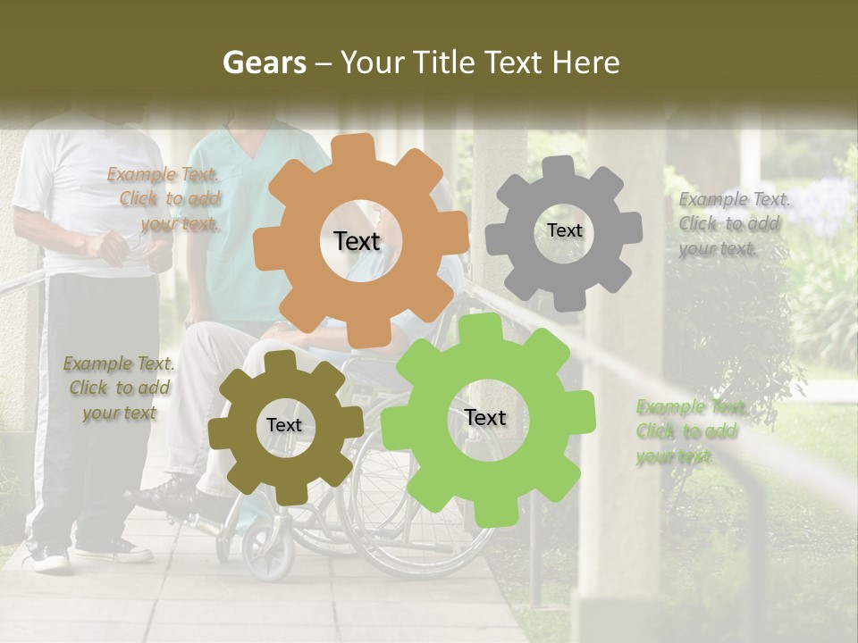 A Woman In A Wheelchair Talking To A Man In A Green Shirt PowerPoint Template