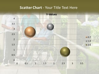 A Woman In A Wheelchair Talking To A Man In A Green Shirt PowerPoint Template