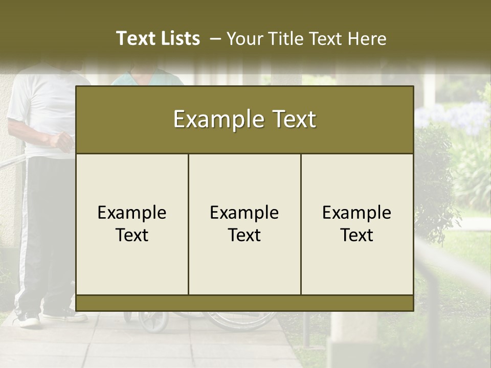 A Woman In A Wheelchair Talking To A Man In A Green Shirt PowerPoint Template