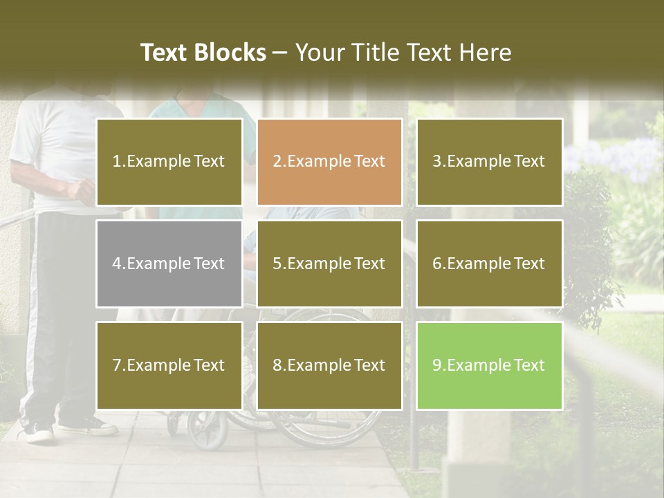 A Woman In A Wheelchair Talking To A Man In A Green Shirt PowerPoint Template