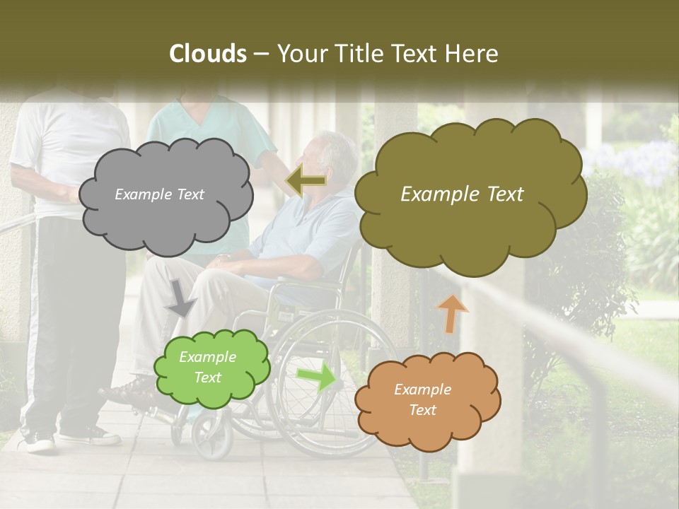 A Woman In A Wheelchair Talking To A Man In A Green Shirt PowerPoint Template
