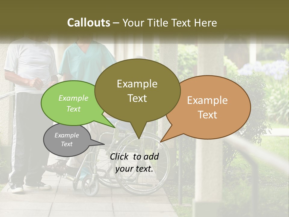 A Woman In A Wheelchair Talking To A Man In A Green Shirt PowerPoint Template