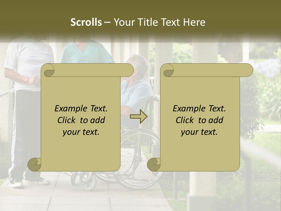 A Woman In A Wheelchair Talking To A Man In A Green Shirt PowerPoint Template