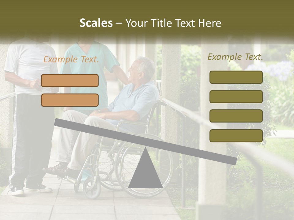 A Woman In A Wheelchair Talking To A Man In A Green Shirt PowerPoint Template