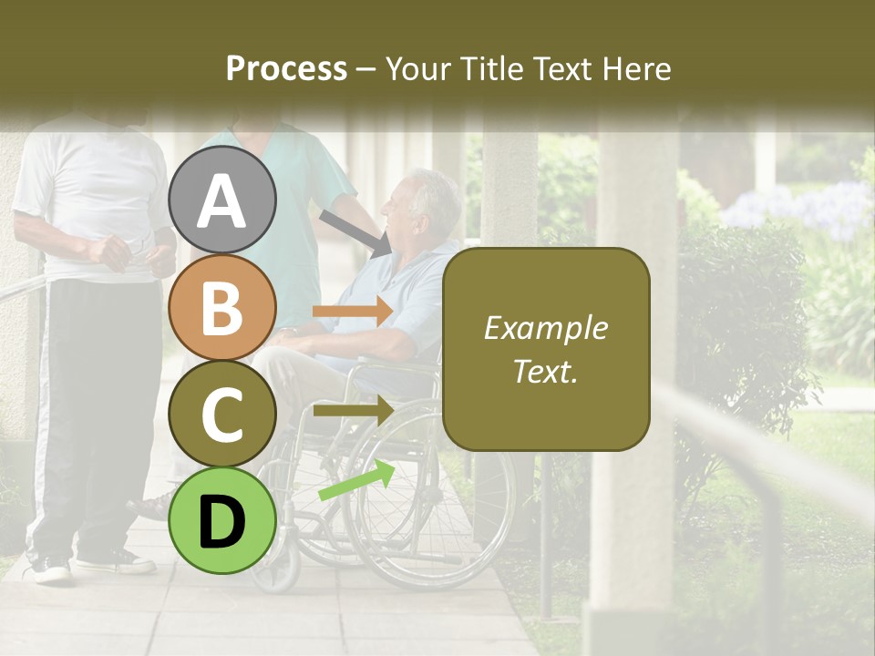 A Woman In A Wheelchair Talking To A Man In A Green Shirt PowerPoint Template