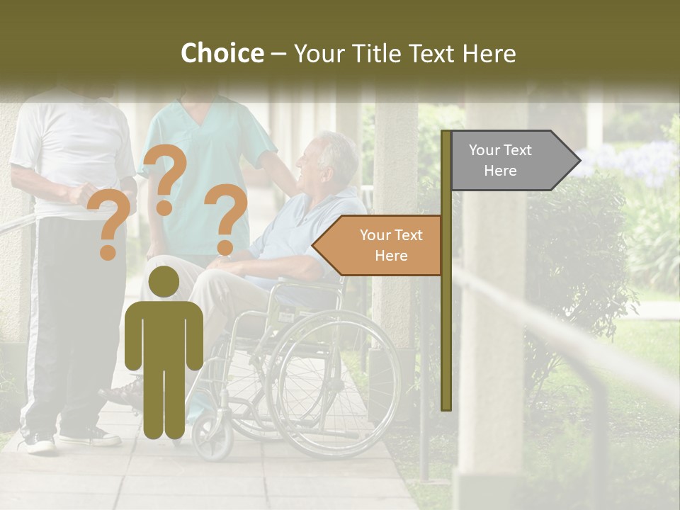 A Woman In A Wheelchair Talking To A Man In A Green Shirt PowerPoint Template