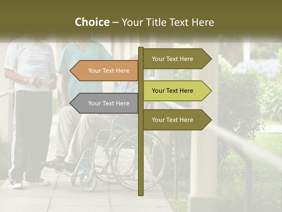 A Woman In A Wheelchair Talking To A Man In A Green Shirt PowerPoint Template