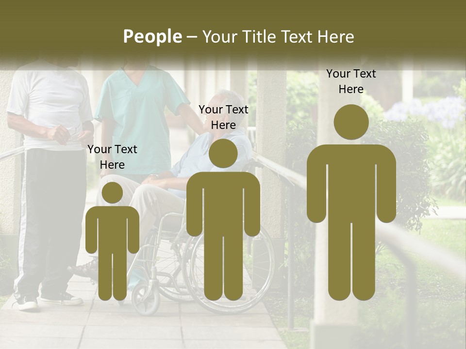 A Woman In A Wheelchair Talking To A Man In A Green Shirt PowerPoint Template