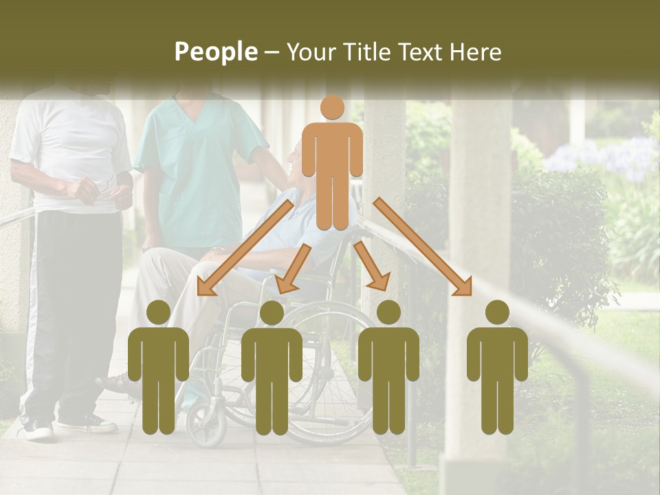 A Woman In A Wheelchair Talking To A Man In A Green Shirt PowerPoint Template