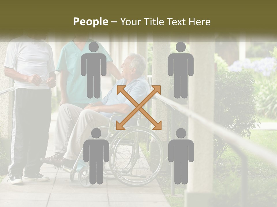 A Woman In A Wheelchair Talking To A Man In A Green Shirt PowerPoint Template